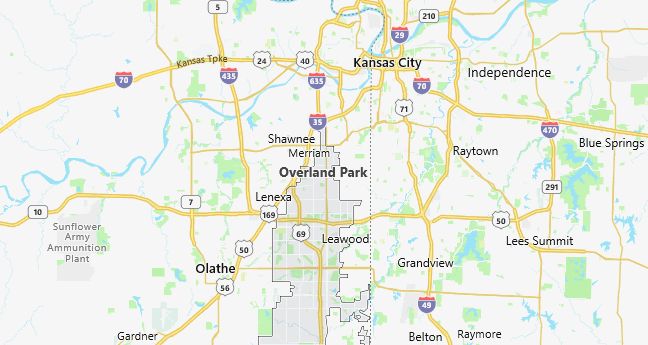 Map of Overland Park, KS