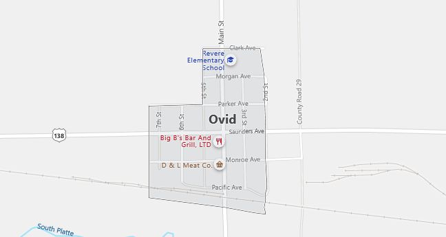 Map of Ovid, CO