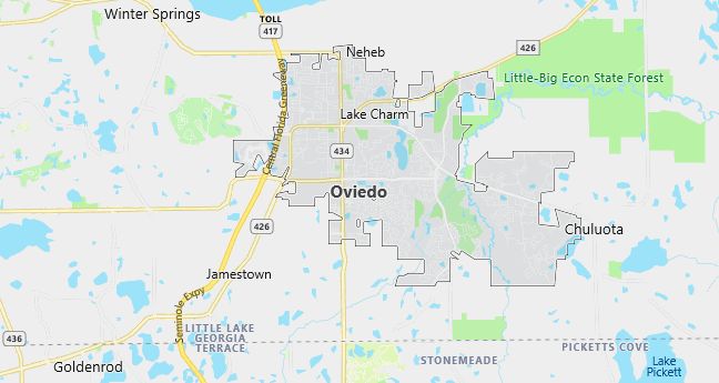 Map of Oviedo, FL