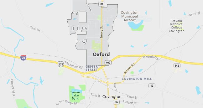 Map of Oxford, GA