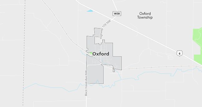 Map of Oxford, IA