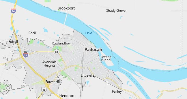 Map of Paducah, KY