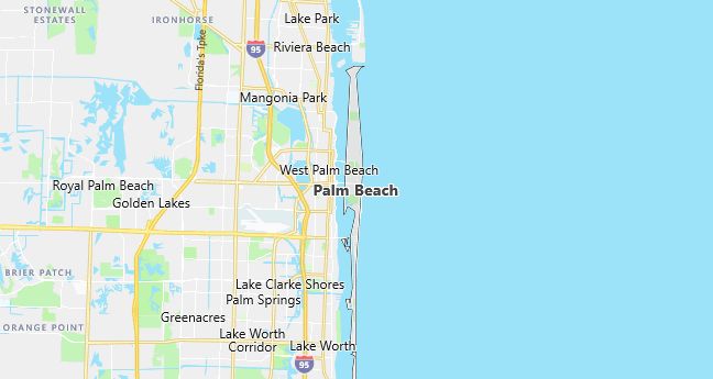 Map of Palm Beach, FL