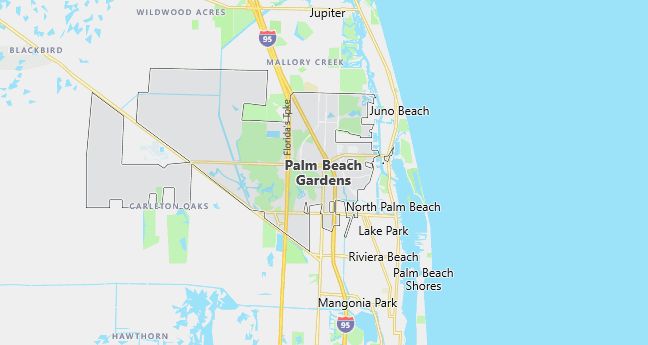 Map of Palm Beach Gardens, FL