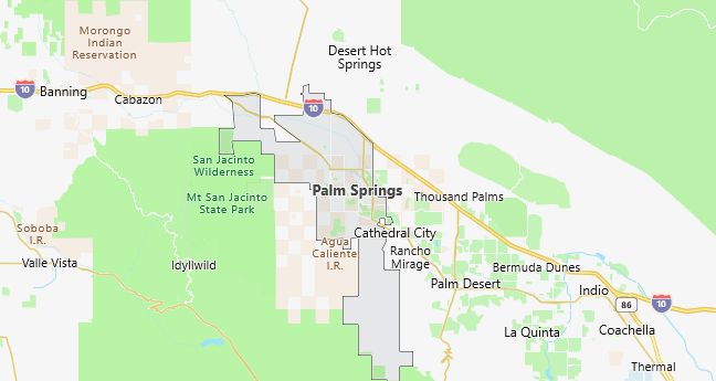 Map of Palm Springs, CA