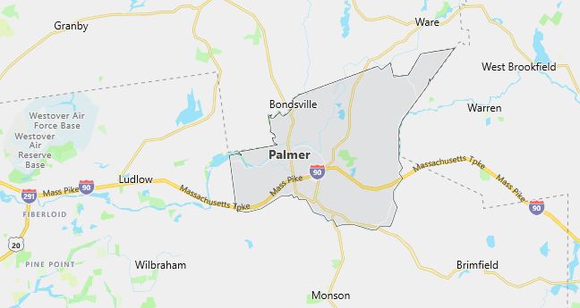 Map of Palmer, MA