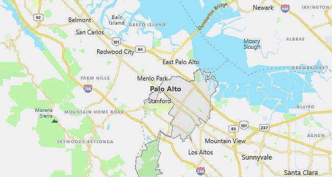 Map of Palo Alto, CA