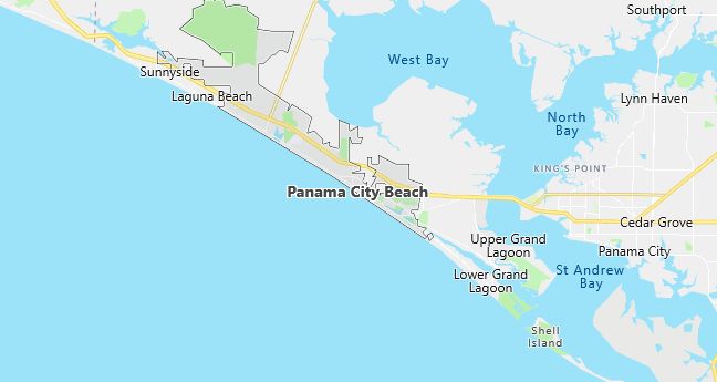 Map of Panama City Beach, FL