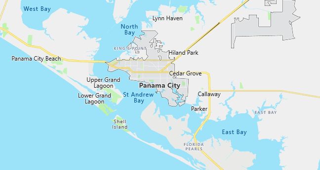 Map of Panama City, FL