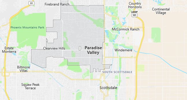 Map of Paradise Valley, AZ