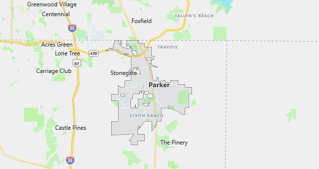 Map of Parker, CO