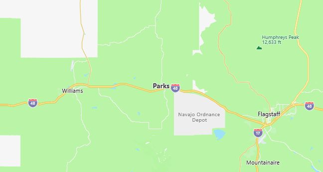 Map of Parks, AZ