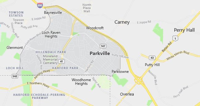 Map of Parkville, MD