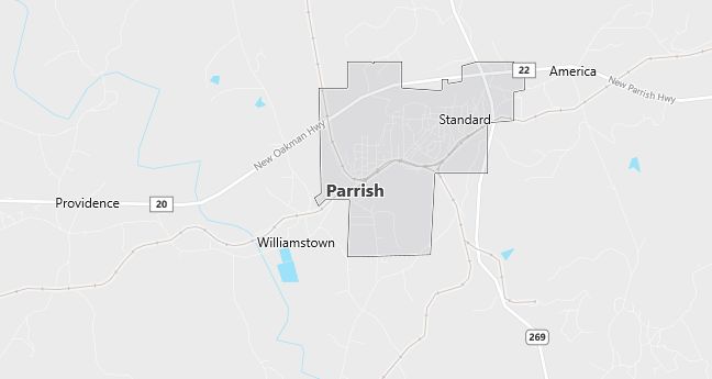 Map of Parrish, AL