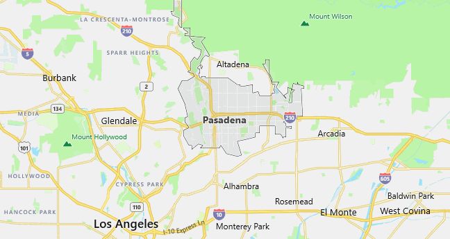 Map of Pasadena, CA