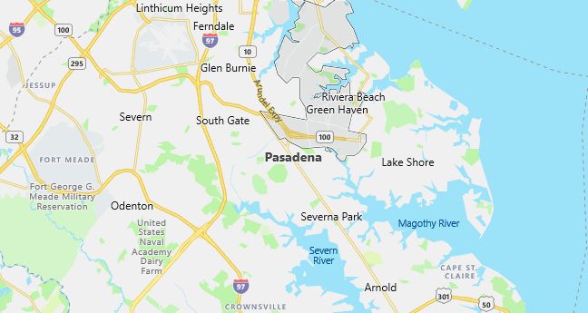 Map of Pasadena, MD