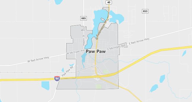 Map of Paw Paw, MI