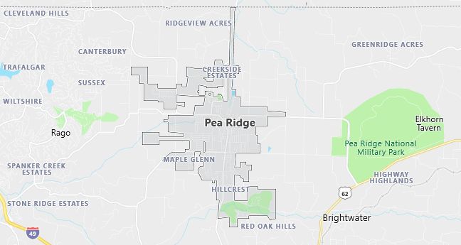 Map of Pea Ridge, AR