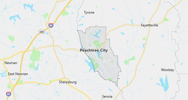 Map of Peachtree City, GA