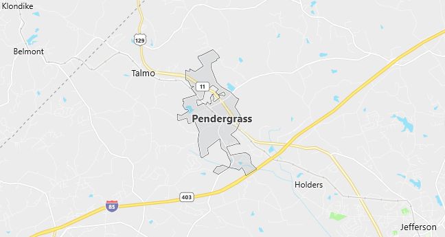 Map of Pendergrass, GA