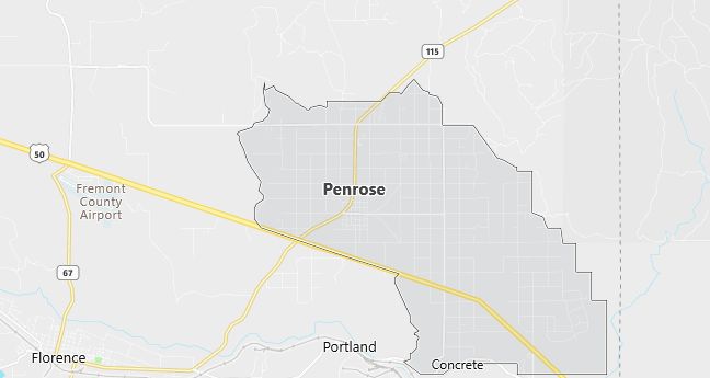 Map of Penrose, CO