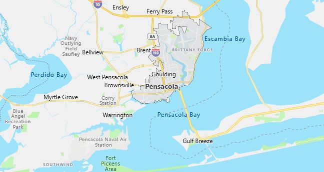 Map of Pensacola, FL