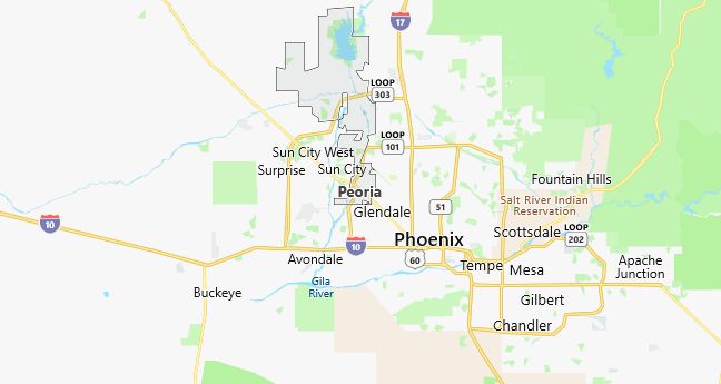 Map of Peoria, AZ