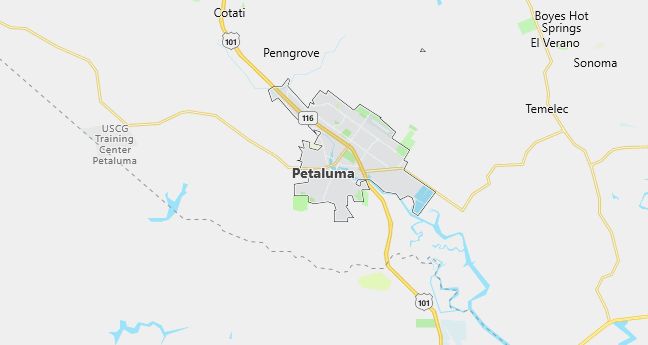 Map of Petaluma, CA