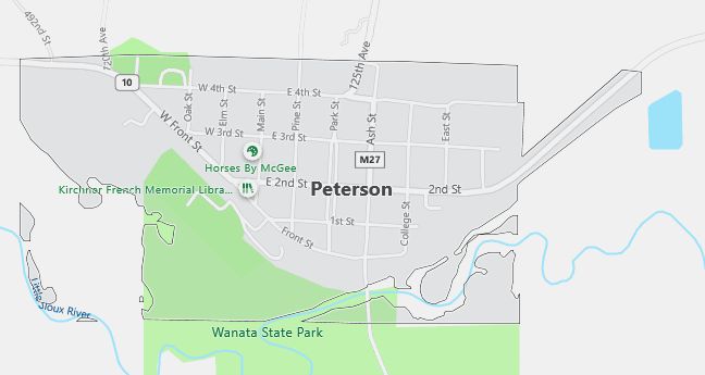 Map of Peterson, IA