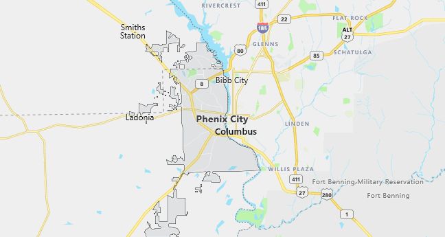 Map of Phenix City, AL