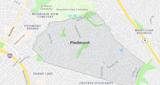 Map of Piedmont, CA