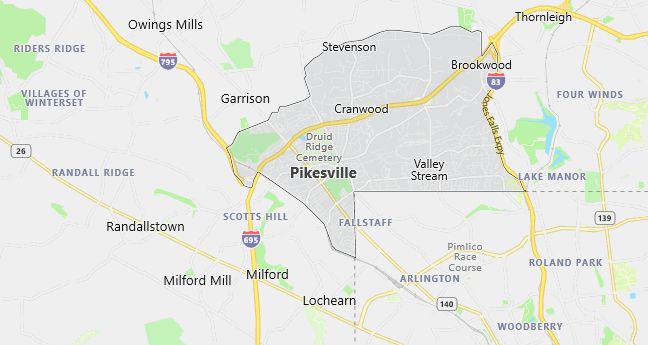 Map of Pikesville, MD