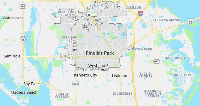 Map of Pinellas Park, FL