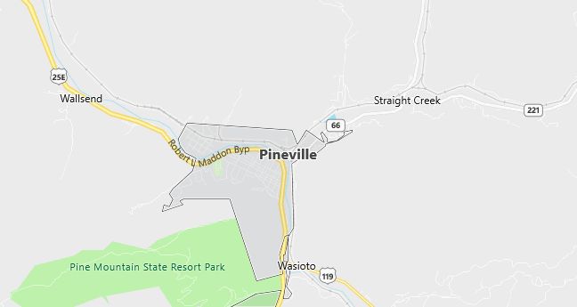 Map of Pineville, KY