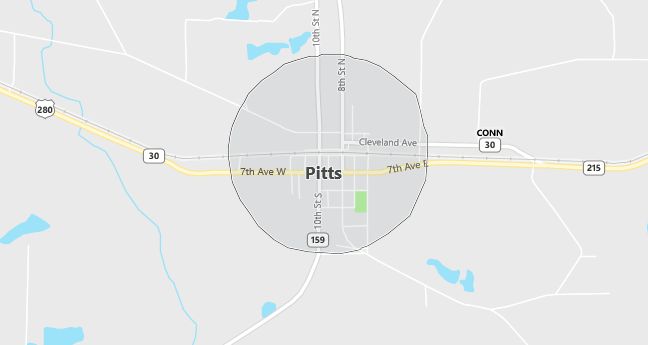 Map of Pitts, GA