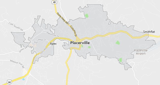 Map of Placerville, CA