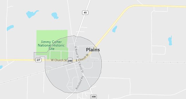 Map of Plains, GA