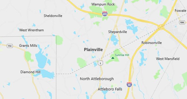 Map of Plainville, MA