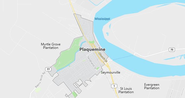 Map of Plaquemine, LA