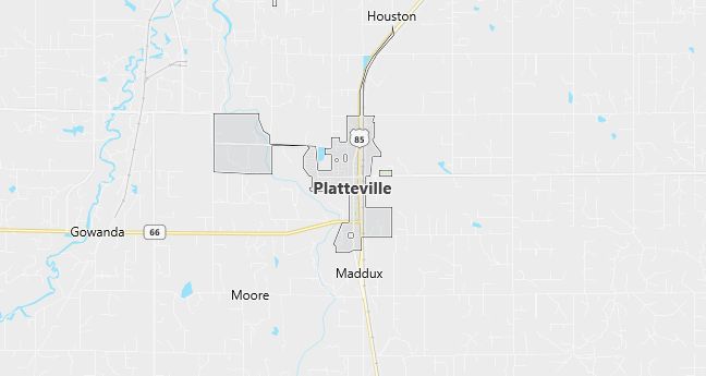 Map of Platteville, CO