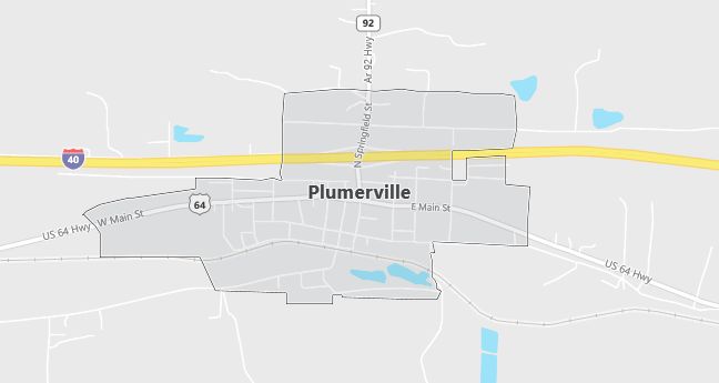 Map of Plumerville, AR