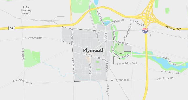 Map of Plymouth, MI