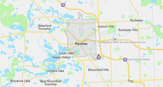 Map of Pontiac, MI