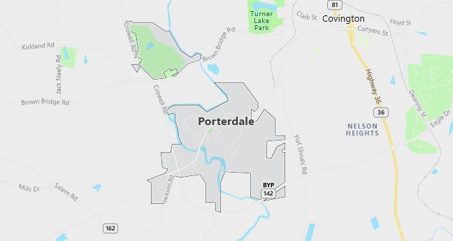 Map of Porterdale, GA