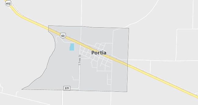 Map of Portia, AR