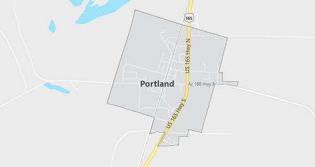 Map of Portland, AR