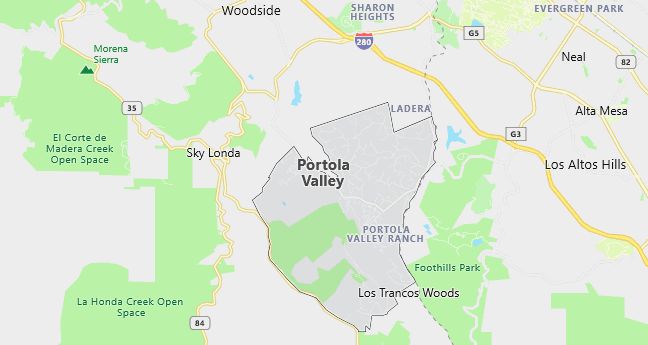 Map of Portola Valley, CA