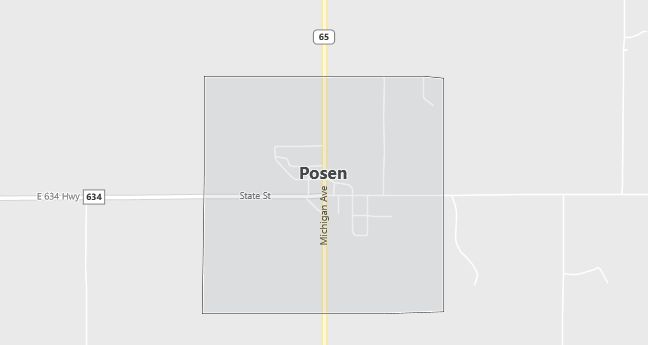 Map of Posen, MI