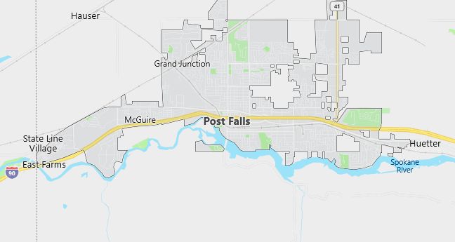 Map of Post Falls, ID