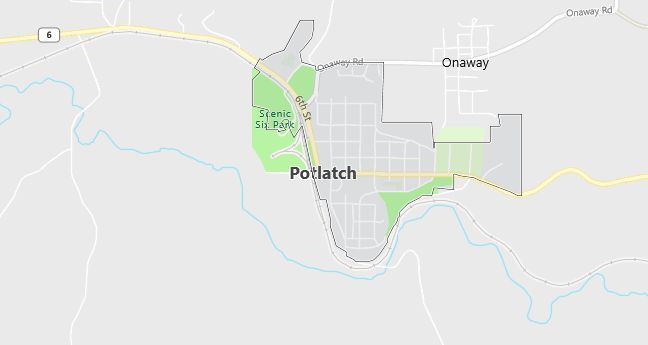 Map of Potlatch, ID